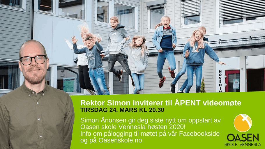 Featured image for “Rektor Simon inviterer til ÅPENT videomøte tirsdag 24. mars”